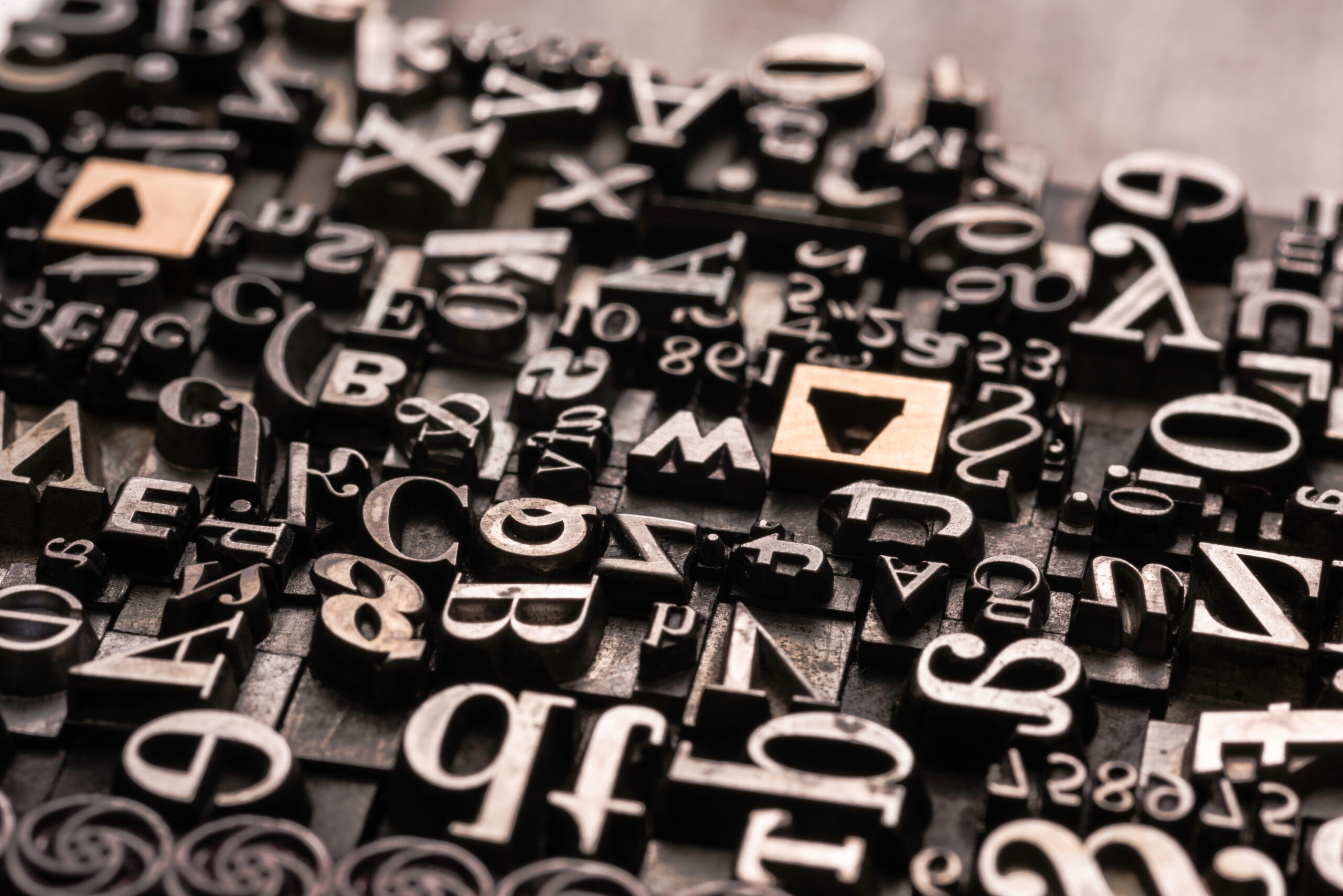 Historical letterpress types, also called as lead letters. These